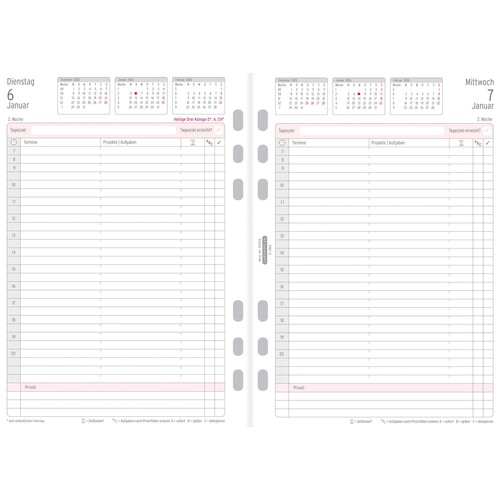 Tagesplan 2026 für Organizer A5 148x210mm 1Tag/1Seite Chronoplan 50226 Produktbild Additional View 1 L