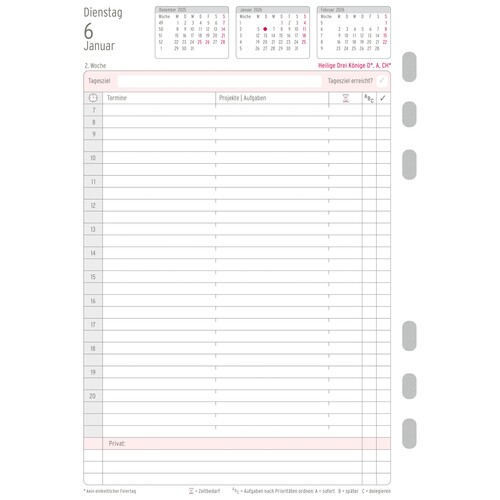 Tagesplan 2026 für Organizer A5 148x210mm 1Tag/1Seite Chronoplan 50226 Produktbild Additional View 2 L