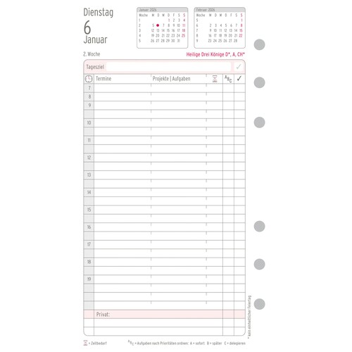 Tagesplan 2026 für Organizer Midi 96x172mm 1Tag/1Seite Chronoplan 50246 Produktbild Additional View 3 L
