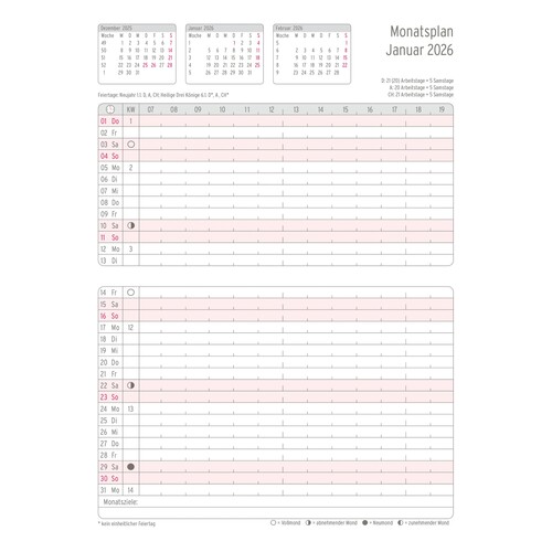 Brieftaschenplaner 2026 für Organizer A5 148x210mm 15Monate Chronoplan 50266 1Monat/1Seite Produktbild Additional View 1 L
