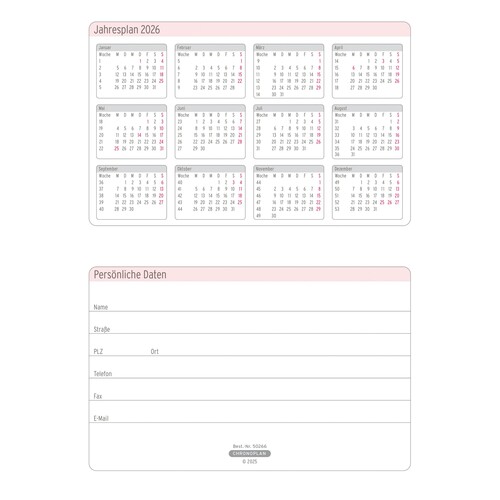 Brieftaschenplaner 2026 für Organizer A5 148x210mm 15Monate Chronoplan 50266 1Monat/1Seite Produktbild Additional View 2 L