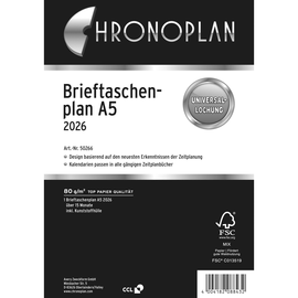 Brieftaschenplaner 2026 für Organizer A5 148x210mm 15Monate Chronoplan 50266 1Monat/1Seite Produktbild