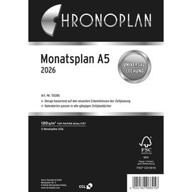 Monatsplan 2026 für Organizer A5 148x210mm 1Monat/1Seite Chronoplan 50286 Produktbild