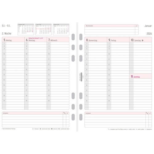 Jahres-Set Wochenplan 2026 für Organizer 148x210mm Chronoplan 50296 1Woche / 1Seite Produktbild Additional View 1 L