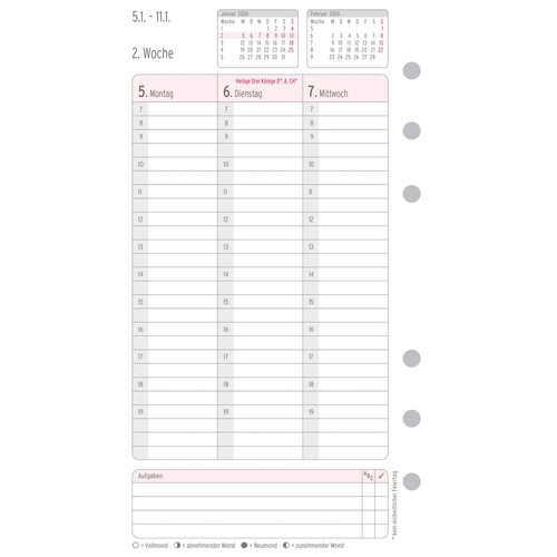 Wochenplan 2026 für Organizer Midi 1Woche/2Seiten Chronoplan horizontal Spalten 96x172mm 50546 Produktbild Additional View 2 L