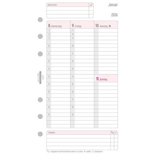 Wochenplan 2026 für Organizer Midi 1Woche/2Seiten Chronoplan horizontal Spalten 96x172mm 50546 Produktbild Additional View 3 L