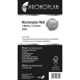 Wochenplan 2026 für Organizer Midi 1Woche/2Seiten Chronoplan horizontal Spalten 96x172mm 50546 Produktbild