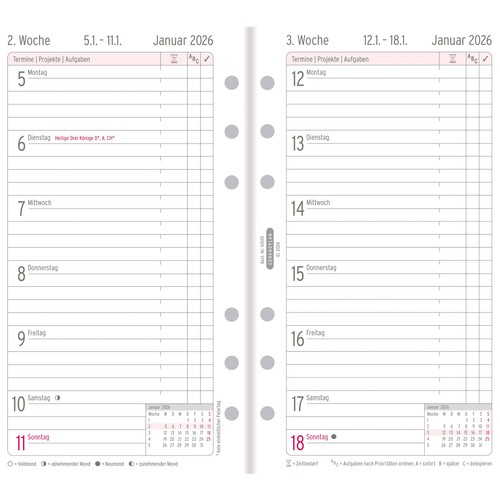 Wochenplan 2026 für Organizer Midi 96x172mm 1Woche/1Seite Chronoplan 50556 Produktbild Additional View 1 L