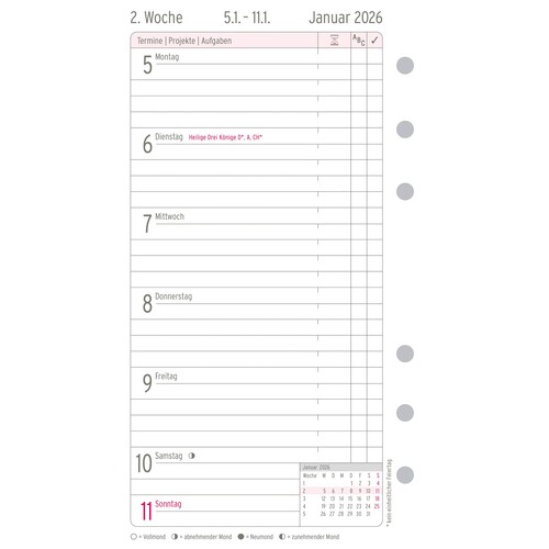 Wochenplan 2026 für Organizer Midi 96x172mm 1Woche/1Seite Chronoplan 50556 Produktbild Additional View 2 L