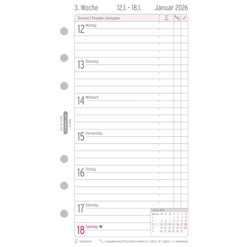 Wochenplan 2026 für Organizer Midi 96x172mm 1Woche/1Seite Chronoplan 50556 Produktbild Additional View 3 L
