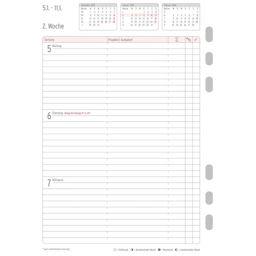 Wochenplan 2026 für Organizer A5 1Woche/2Seiten Chronoplan vertikale Zeilen 148x210mm 50576 Produktbild Additional View 2 L