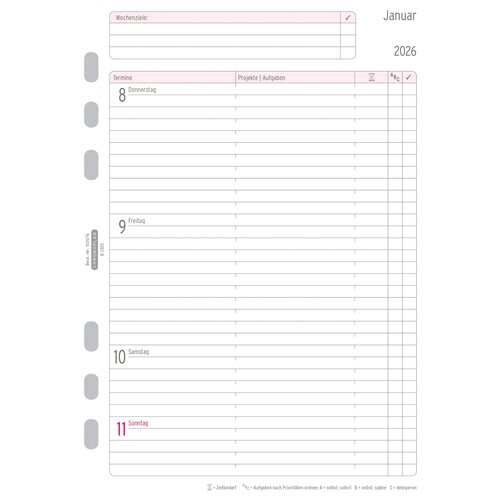 Wochenplan 2026 für Organizer A5 1Woche/2Seiten Chronoplan vertikale Zeilen 148x210mm 50576 Produktbild Additional View 3 L