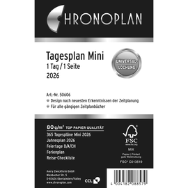 Tagesplan 2026 für Organizer Mini 79x125mm 1Tag/1Seite Chronoplan 50606 Produktbild