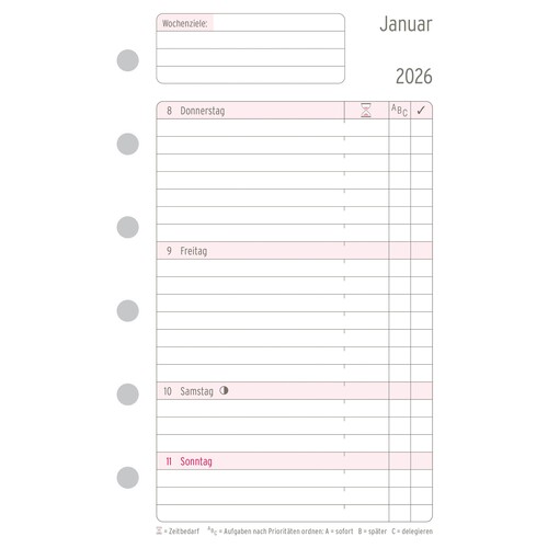 Wochenplan 2026 für Organizer Mini 79x125mm 1Woche/2Seiten horizontal Chronoplan 50616 Produktbild Additional View 3 L