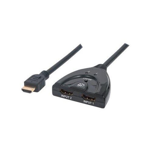 Manhattan HDMI Switch 2-Port, 1080p, Connects x2 HDMI sources to x1 display, Manual Switching (via b Produktbild