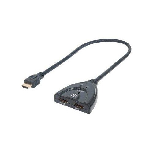 Manhattan HDMI Switch 2-Port, 1080p, Connects x2 HDMI sources to x1 display, Manual Switching (via b Produktbild Additional View 1 L