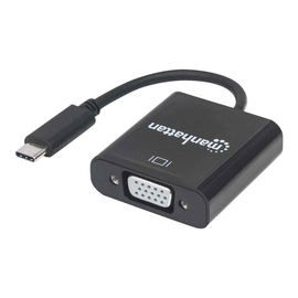 Manhattan USB-C to VGA Converter Cable, 1080p@60Hz, Black, 8cm, Male to Female, Lifetime Warranty, B Produktbild