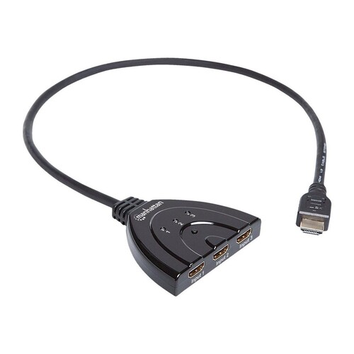 Manhattan HDMI Switch 3-Port, 1080p, Connects x3 HDMI sources to x1 display, Manual Switching (via b Produktbild
