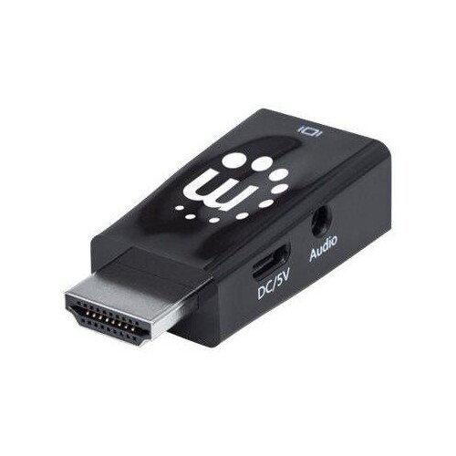 Manhattan HDMI auf VGA-Mikrokonverter, HDMI-Stecker auf VGA-Buchse mit Audio, optionaler USB Micro B Produktbild