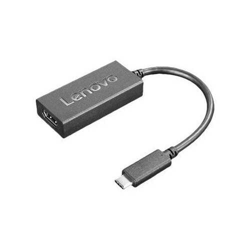 Lenovo Videoadapter - 24 pin USB-C männlich zu HDMI weiblich - 24 cm - Schwarz - unterstützt 4K 60 H Produktbild Front View L