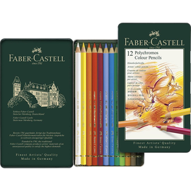 Künstlerfarbstifte POLYCHROMOS Metalletui sortiert Faber Castell 110012 (ETUI=12 STÜCK) Produktbild