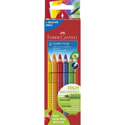 Farbstifte mit Noppen JUMBO GRIP dreikant Kartonetui sortiert Faber Castell 110906 (PACK=6 STÜCK) Produktbild