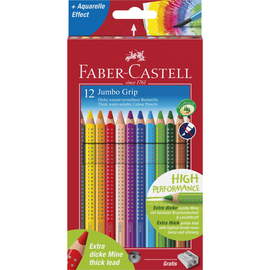 Farbstifte mit Noppen JUMBO GRIP dreikant Kartonetui + Spitzer sortiert Faber Castell 110912 (PACK=12 STÜCK) Produktbild