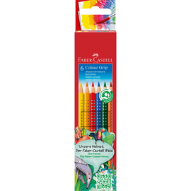 Farbstifte mit Noppen COLOUR GRIP dreikant Kartonetui sortiert Faber Castell 112406 (PACK=6 STÜCK) Produktbild