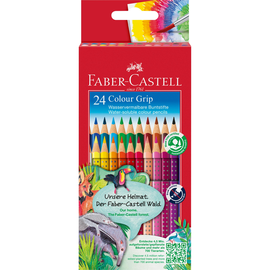 Farbstifte mit Noppen COLOUR GRIP dreikant Kartonetui sortiert Faber Castell 112424 (PACK=24 STÜCK) Produktbild