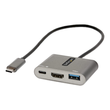 StarTech.com USB-C Multiport Adapter, USB-C auf HDMI 4K Anschluss, 100W PD, USB 3.0 Hub 5Gbit/s (1xT Produktbild Additional View 1 S