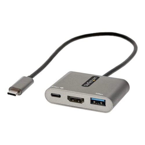 StarTech.com USB-C Multiport Adapter, USB-C auf HDMI 4K Anschluss, 100W PD, USB 3.0 Hub 5Gbit/s (1xT Produktbild Additional View 1 L