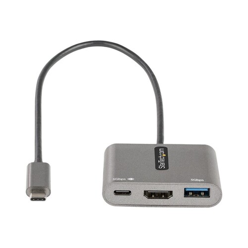 StarTech.com USB-C Multiport Adapter, USB-C auf HDMI 4K Anschluss, 100W PD, USB 3.0 Hub 5Gbit/s (1xT Produktbild Additional View 4 L