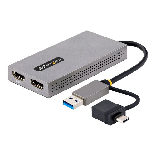 StarTech.com USB to Dual HDMI Adapter, USB A/C to 2x HDMI Monitors (1x 4K 30Hz, 1x 1080p) Produktbild Front View L