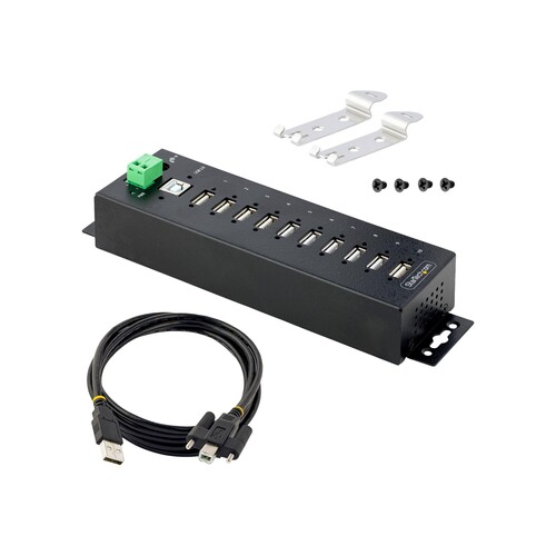 StarTech.com 10-Port Industrial USB 2.0 Hub, Rugged USB Hub w/15kV Air/8kV Contact ESD Level 4 Prote Produktbild Additional View 1 L