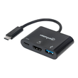 Manhattan USB-C Dock/Hub, Ports (x3): HDMI, USB-A and USB-C, 5 Gbps (USB 3.2 Gen1 aka USB 3.0) Produktbild