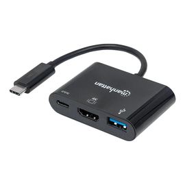 Manhattan USB-C Dock/Hub, Ports (x3): HDMI, USB-A and USB-C, 5 Gbps (USB 3.2 Gen1 aka USB 3.0) Produktbild