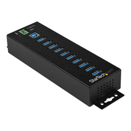StarTech.com HB30A10AME USB 3.0 Hub (10-Port, Din-Rail,  Industrielle Anwendung, externes Netzteil, Produktbild