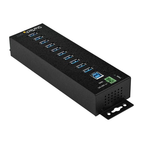 StarTech.com HB30A10AME USB 3.0 Hub (10-Port, Din-Rail,  Industrielle Anwendung, externes Netzteil, Produktbild Additional View 3 L