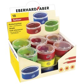 Spitzer einfach mit Behälter rund flach farbig sortiert Eberhard Faber 585130 Produktbild