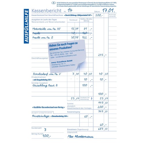 Kassenbericht A5 2x40 Blatt selbstdurchschreibend Zweckform 1743 Produktbild Additional View 8 L