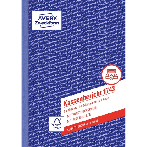 Kassenbericht A5 2x40 Blatt selbstdurchschreibend Zweckform 1743 Produktbild Additional View 1 L