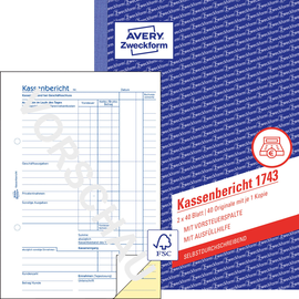 Kassenbericht A5 2x40 Blatt selbstdurchschreibend Zweckform 1743 Produktbild