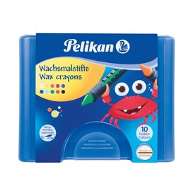 Wachsmalkreiden 655/10 mit Schiebehülse im blauen Kunststoffetui sortiert wasserlöslich Pelikan 400191603 (ETUI=10 STÜCK) Produktbild