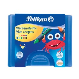 Wachsmalkreiden 655/10 mit Schiebehülse im blauen Kunststoffetui sortiert wasserlöslich Pelikan 723155 (ETUI=10 STÜCK) Produktbild