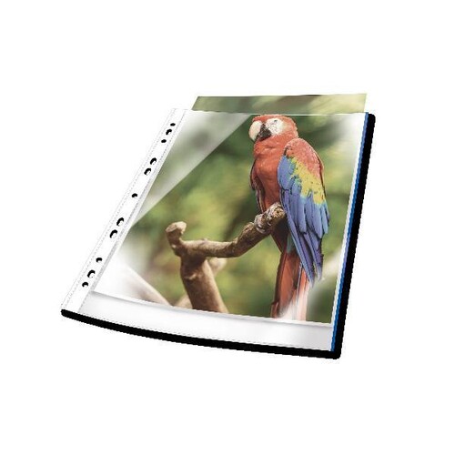 Prospekthüllen PREMIUM oben offen 80µ PP A4 glasklar/blau Durable 265406 (PACK=10 STÜCK) Produktbild Front View L