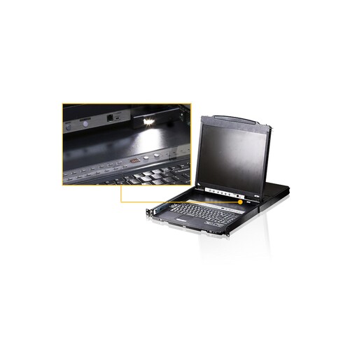 ATEN Slideaway CL5808N - KVM-Konsole mit KVM-Switch - 8 Anschlüsse - PS/2, USB - 48.3 cm (19") Produktbild Additional View 4 L