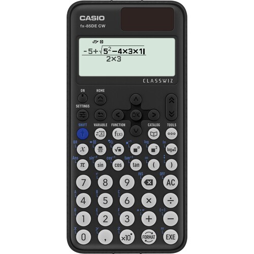 Taschenrechner Casio FX-85DECW-W-ET 310+ Funktionen Solar-/Batteriebetrieb Produktbild Front View L