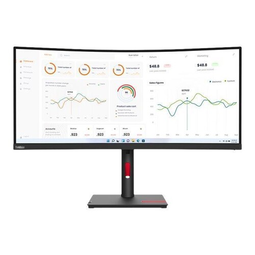 Lenovo ThinkVision T34w-30 - LED-Monitor - gebogen - 86.4 cm (34") Produktbild Front View L