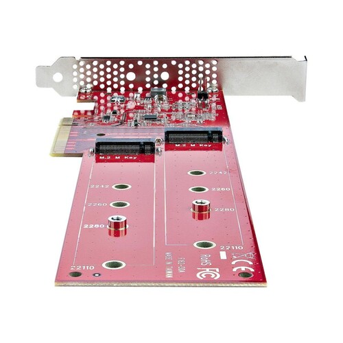 StarTech.com Dual M 2 PCIe AdapterKarte, PCIe x8/ x16 auf Dual AHCI oder NVMe M.2 SSDs, PCI Express Produktbild Additional View 1 L