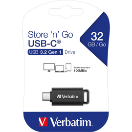 USB 3.2 Stick 32GB Retractable schwarz Verbatim 49457 Typ-C, (R) 100MB/s, (W) 20MB/s Produktbild